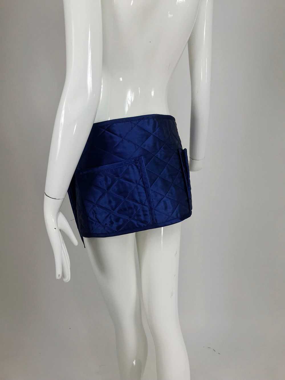 Sonia Rykiel quilted blue satin belt or skirt wit… - image 7