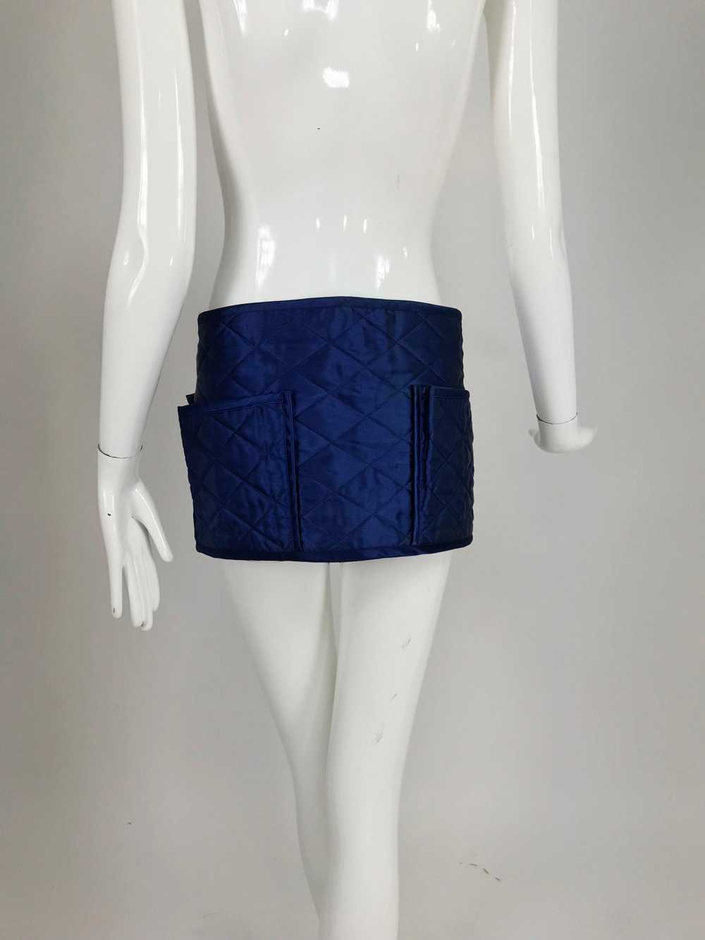 Sonia Rykiel quilted blue satin belt or skirt wit… - image 8