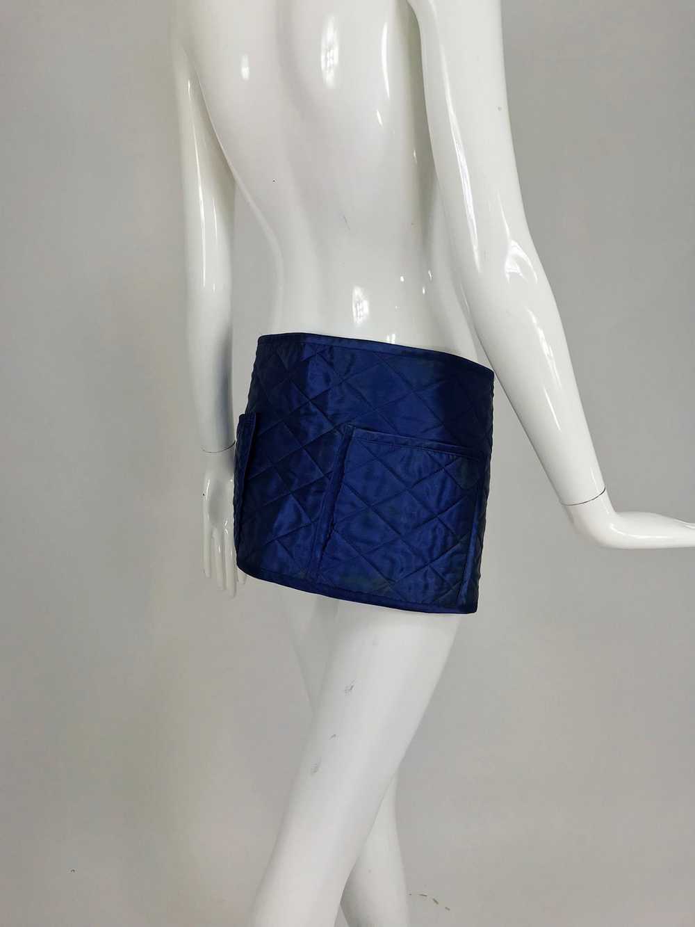 Sonia Rykiel quilted blue satin belt or skirt wit… - image 9