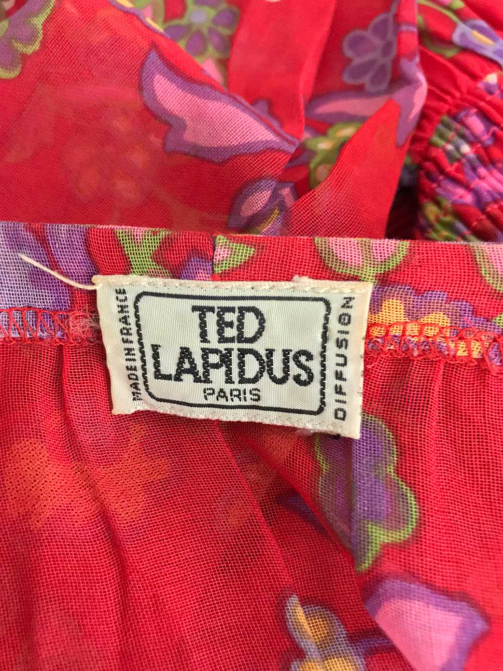 Ted Lapidus floral cotton voile peasant style dre… - image 3