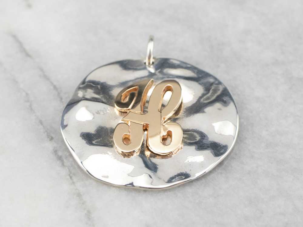Sterling Silver and Gold "H" Initial Pendant - image 1