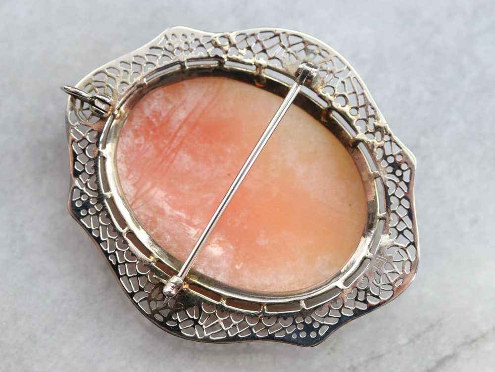 Vintage White Gold Cameo Brooch or Pendant - image 3