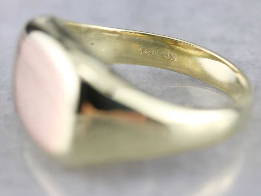 Men's Two Tone Gold Signet Ring - image 3