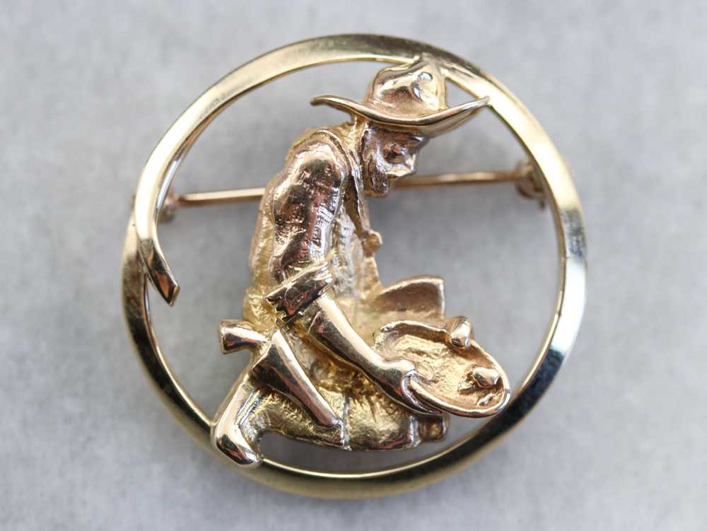 Vintage 49er Gold Miner Gold Brooch - image 1