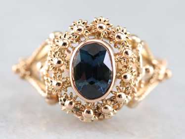 Gold Filigree Sapphire Ring - image 1