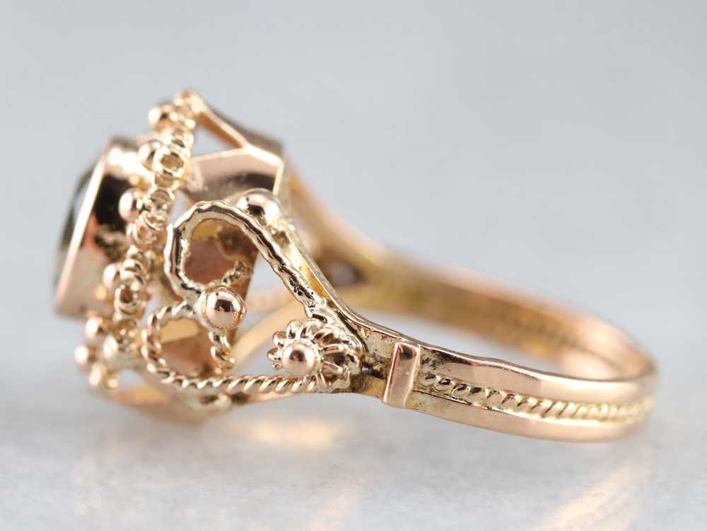 Gold Filigree Sapphire Ring - image 4