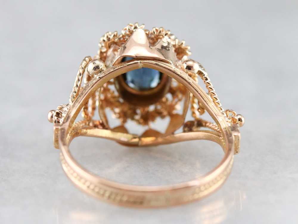 Gold Filigree Sapphire Ring - image 5