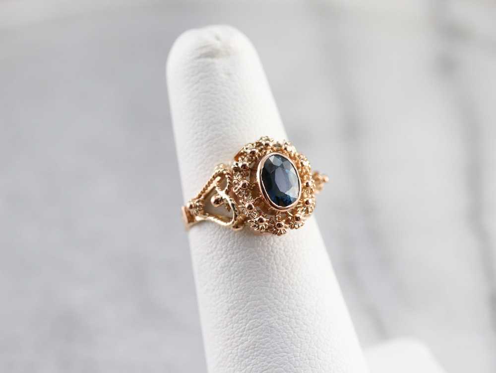Gold Filigree Sapphire Ring - image 7