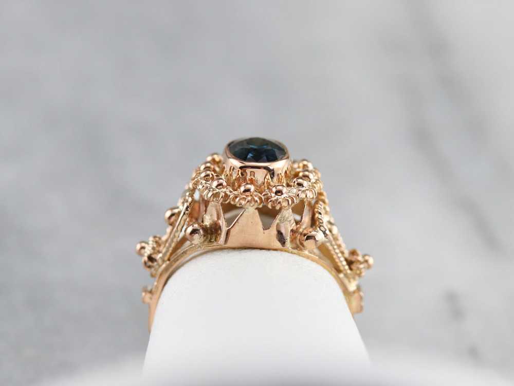 Gold Filigree Sapphire Ring - image 8