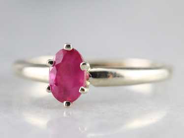 White Gold Ruby Solitaire Ring - image 1