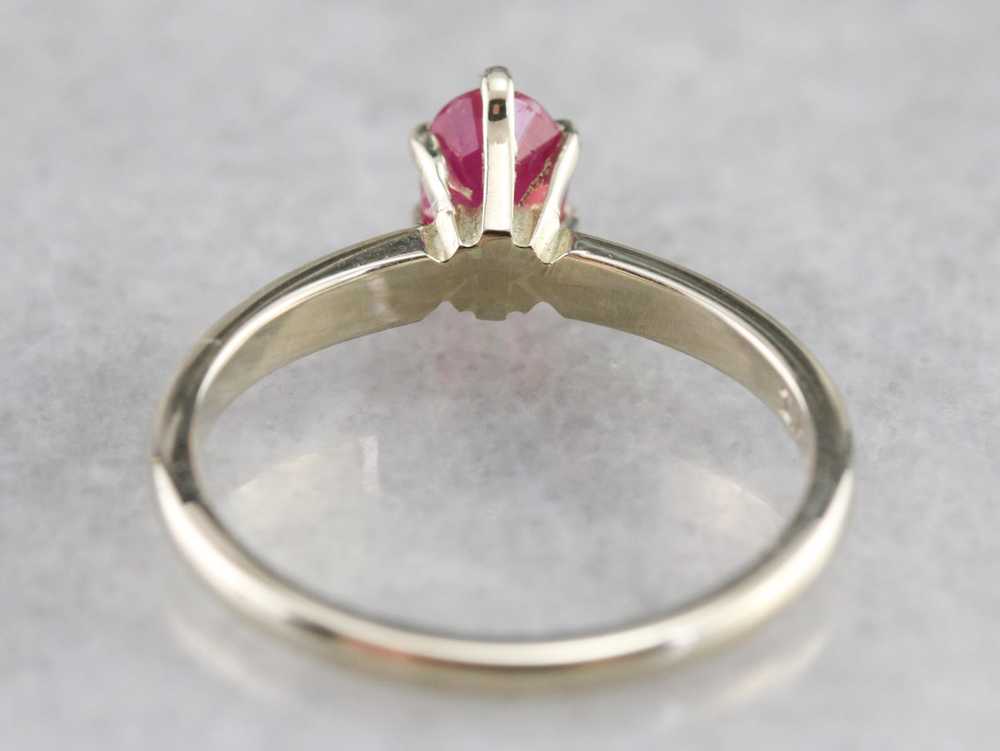 White Gold Ruby Solitaire Ring - image 6