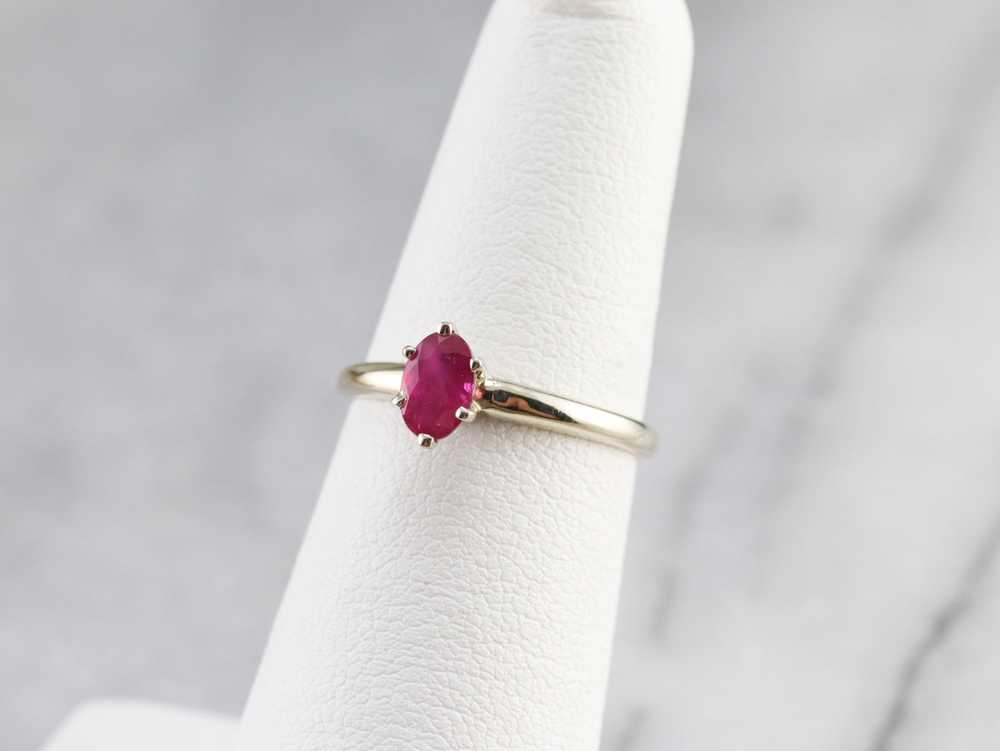 White Gold Ruby Solitaire Ring - image 7