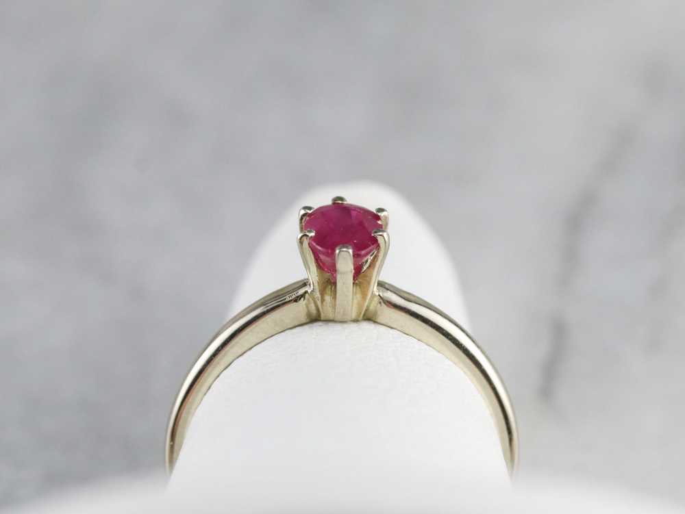 White Gold Ruby Solitaire Ring - image 8