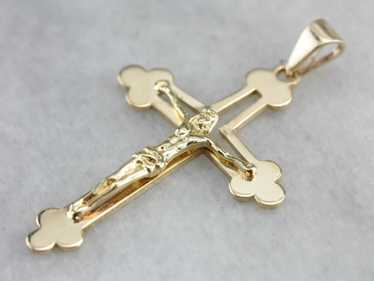 Yellow Gold Unisex Crucifix Pendant - image 1