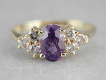 Purple Sapphire and Diamond Engagement Ring - image 1