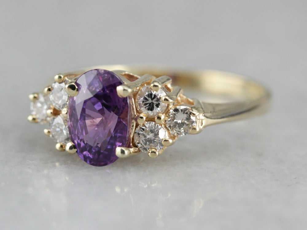 Purple Sapphire and Diamond Engagement Ring - image 2