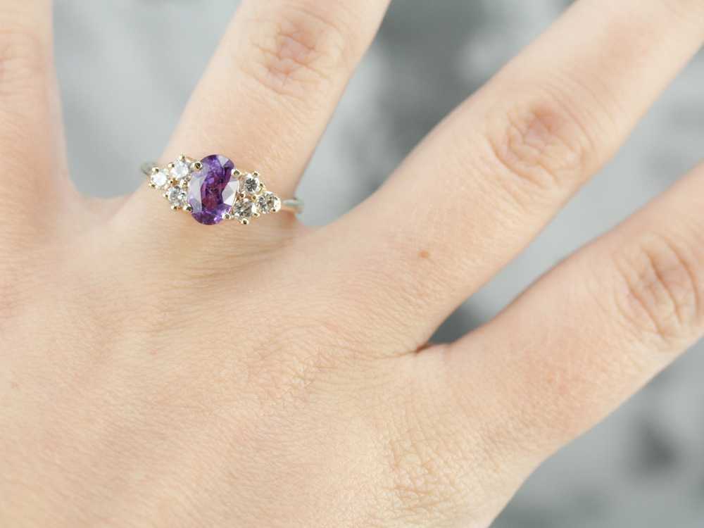 Purple Sapphire and Diamond Engagement Ring - image 4