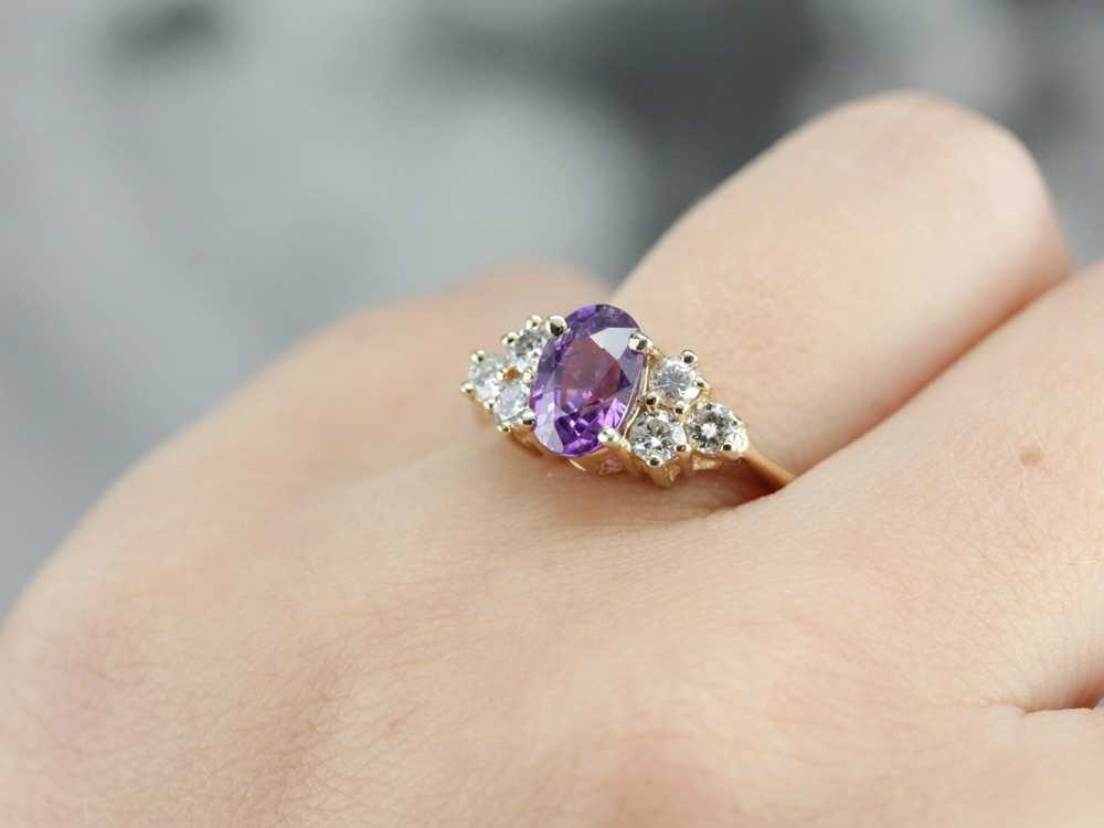 Purple Sapphire and Diamond Engagement Ring - image 5