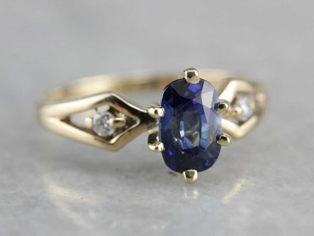 Vintage Sapphire and Diamond Ring - image 2