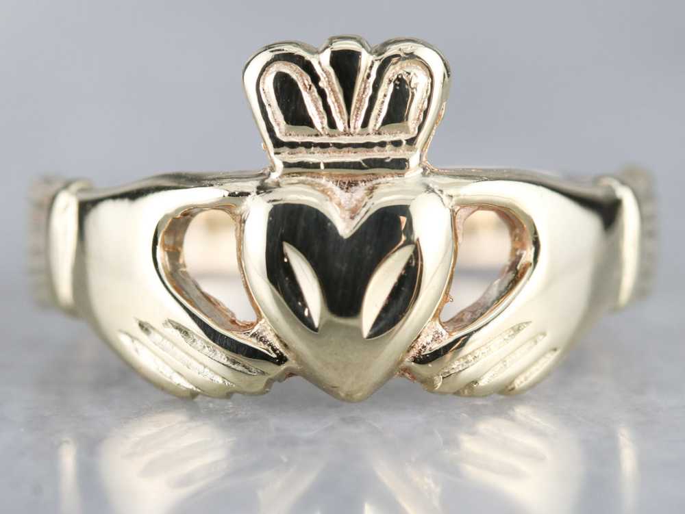 Classic Yellow Gold Claddagh Band - image 1