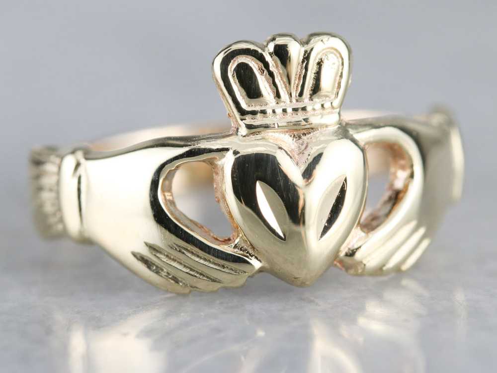 Classic Yellow Gold Claddagh Band - image 2