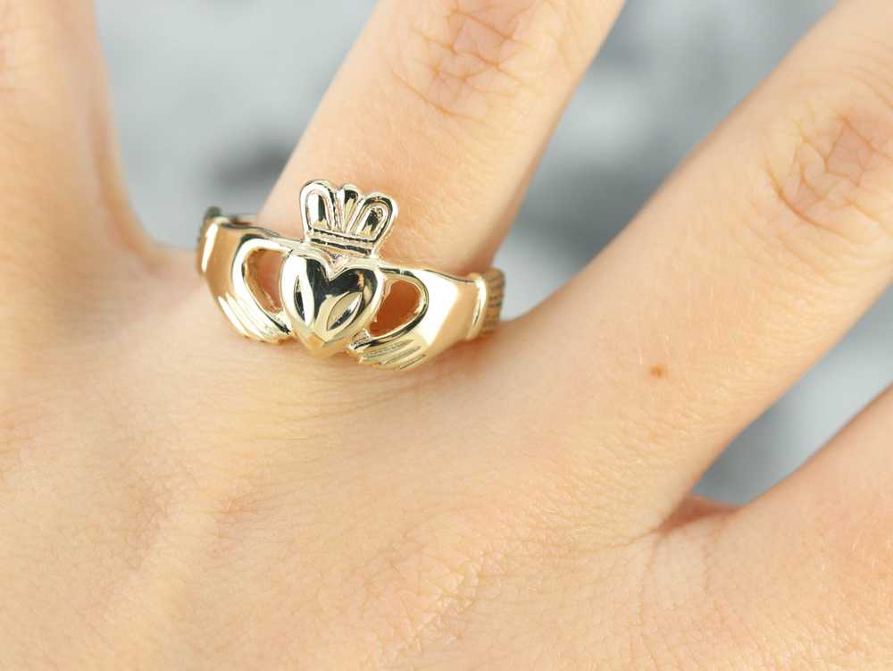 Classic Yellow Gold Claddagh Band - image 4
