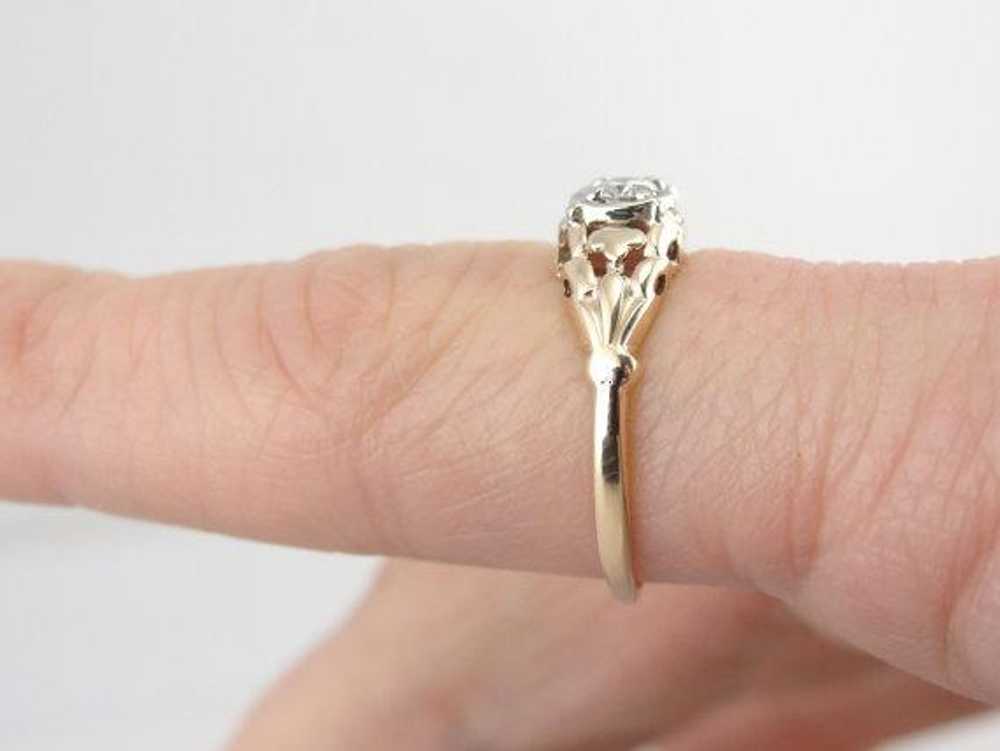 1940's Diamond Two Tone Gold Engagement Ring - image 4