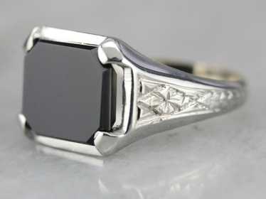 Art Deco Black Onyx Ring - image 1