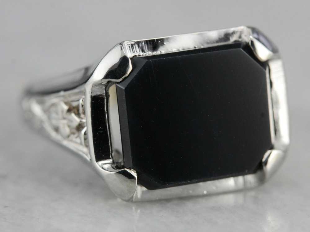 Art Deco Black Onyx Ring - image 2