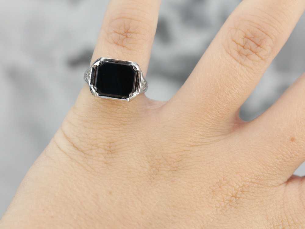 Art Deco Black Onyx Ring - image 4