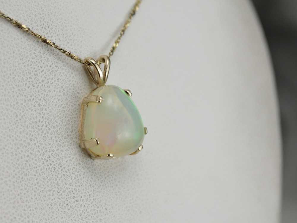 Pear Cut Opal Pendant in Yellow Gold - image 4