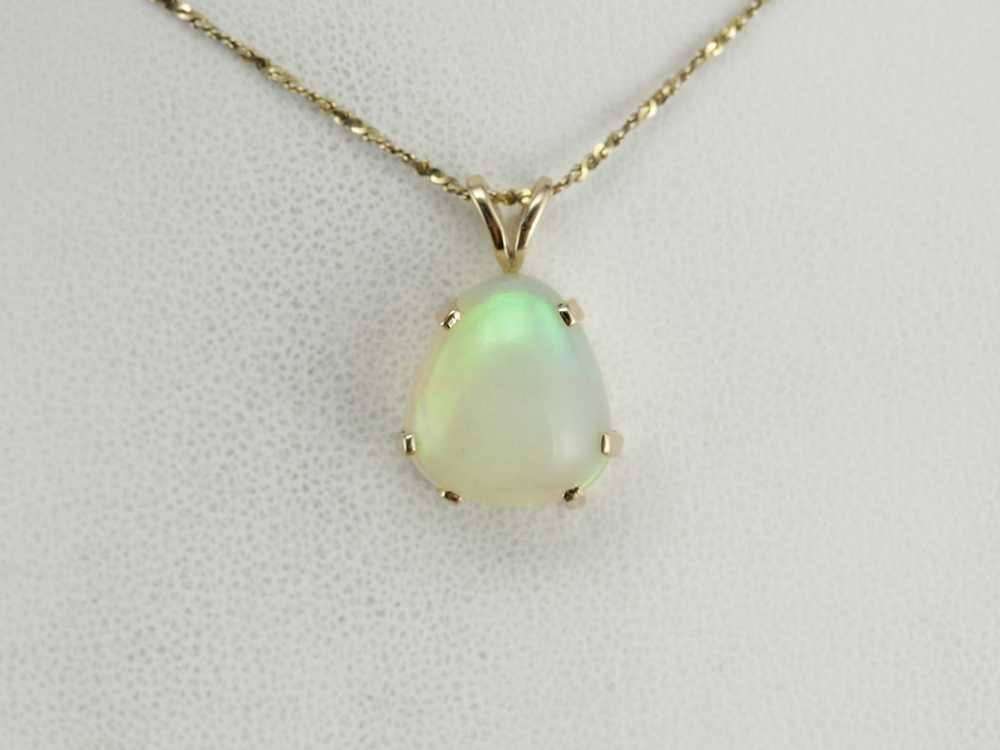 Pear Cut Opal Pendant in Yellow Gold - image 5