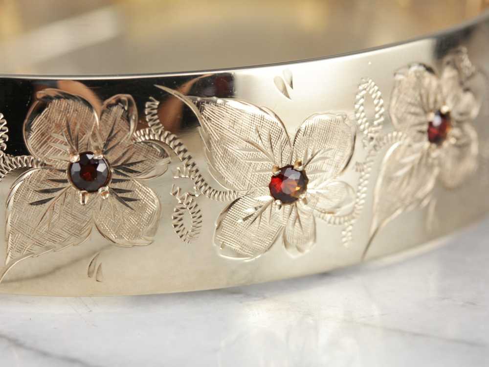 Vintage Garnet Hinged Bangle Bracelet - image 1
