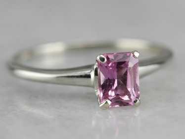 Pink Sapphire Solitaire Ring - image 1