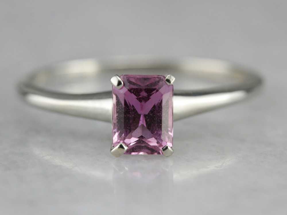 Pink Sapphire Solitaire Ring - image 2