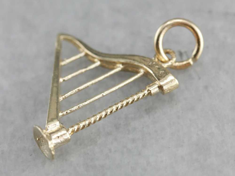 Vintage Gold Harp Charm or Pendant - image 1