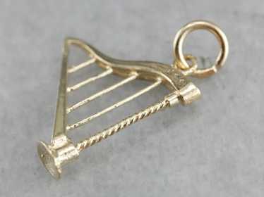Vintage Gold Harp Charm or Pendant - image 1