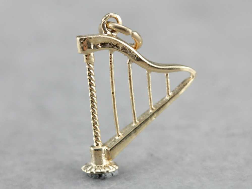 Vintage Gold Harp Charm or Pendant - image 3