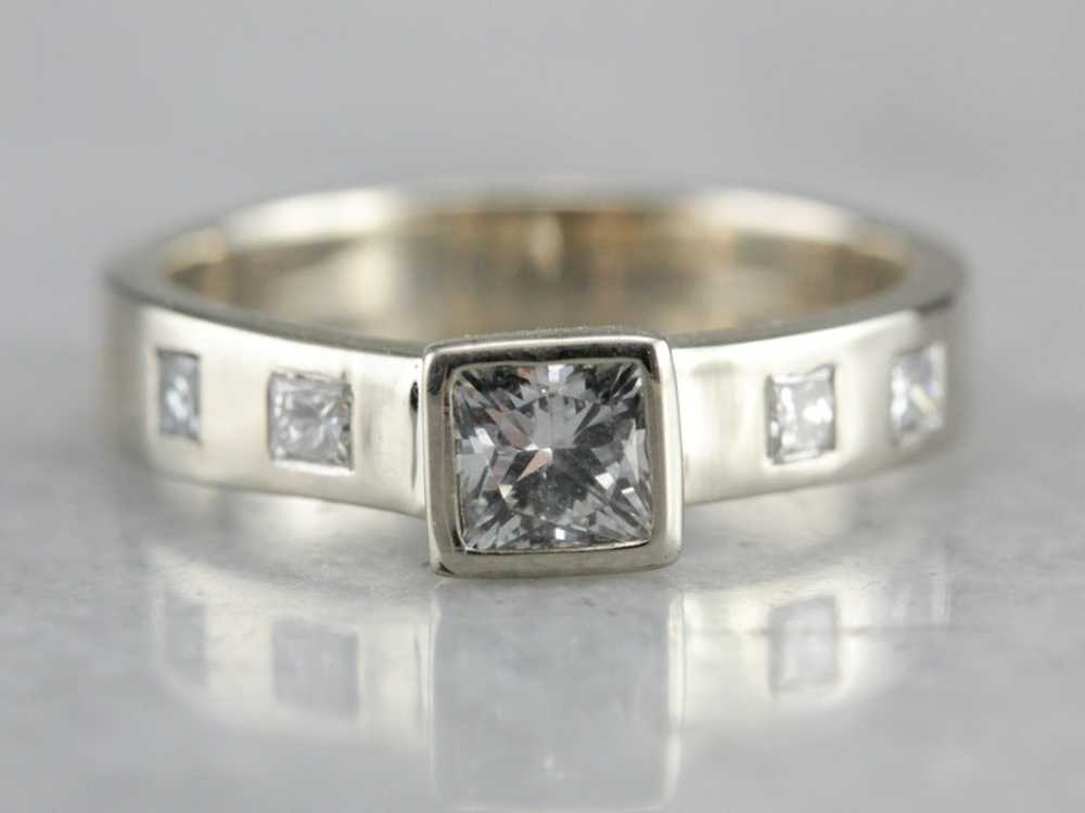 Modern Bezel Set Diamond Engagement Ring - image 1