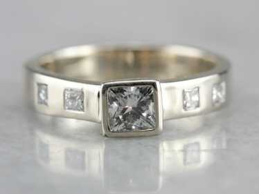 Modern Bezel Set Diamond Engagement Ring - image 1