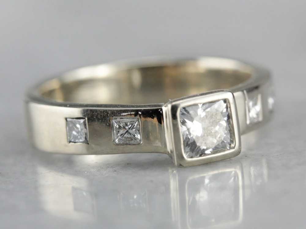 Modern Bezel Set Diamond Engagement Ring - image 2