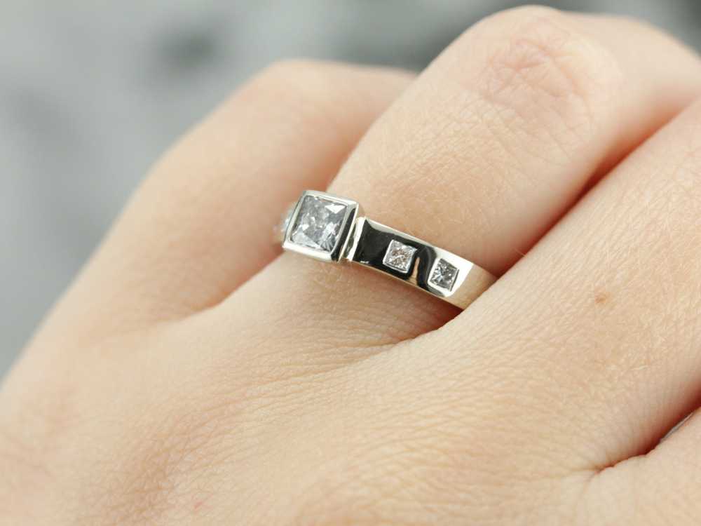 Modern Bezel Set Diamond Engagement Ring - image 5