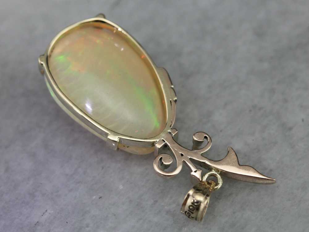 Upcycled Opal and Gold Pendant - image 3