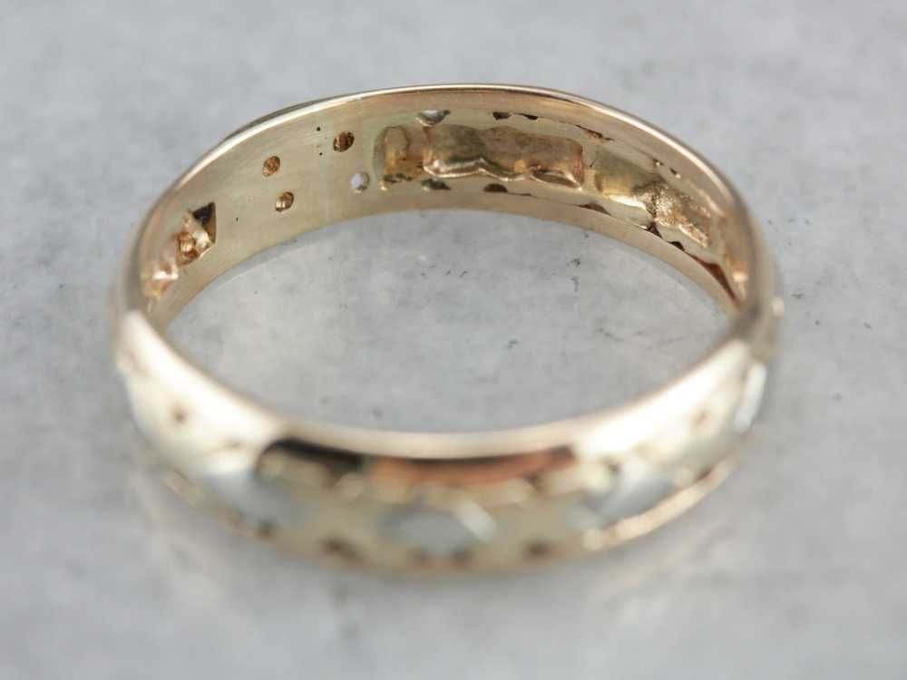 Vintage Two Tone Gold Patterned Band - image 3