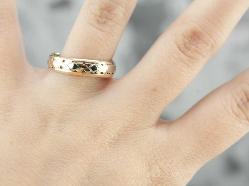 Vintage Two Tone Gold Patterned Band - image 4