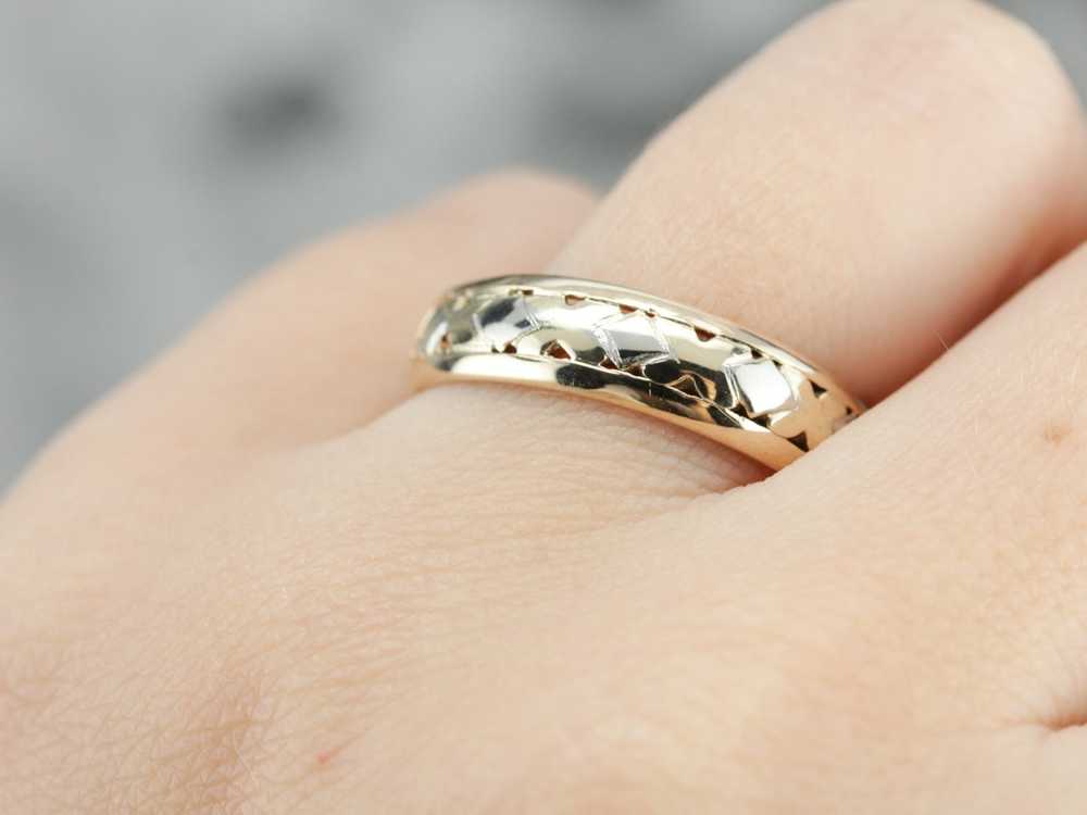 Vintage Two Tone Gold Patterned Band - image 5