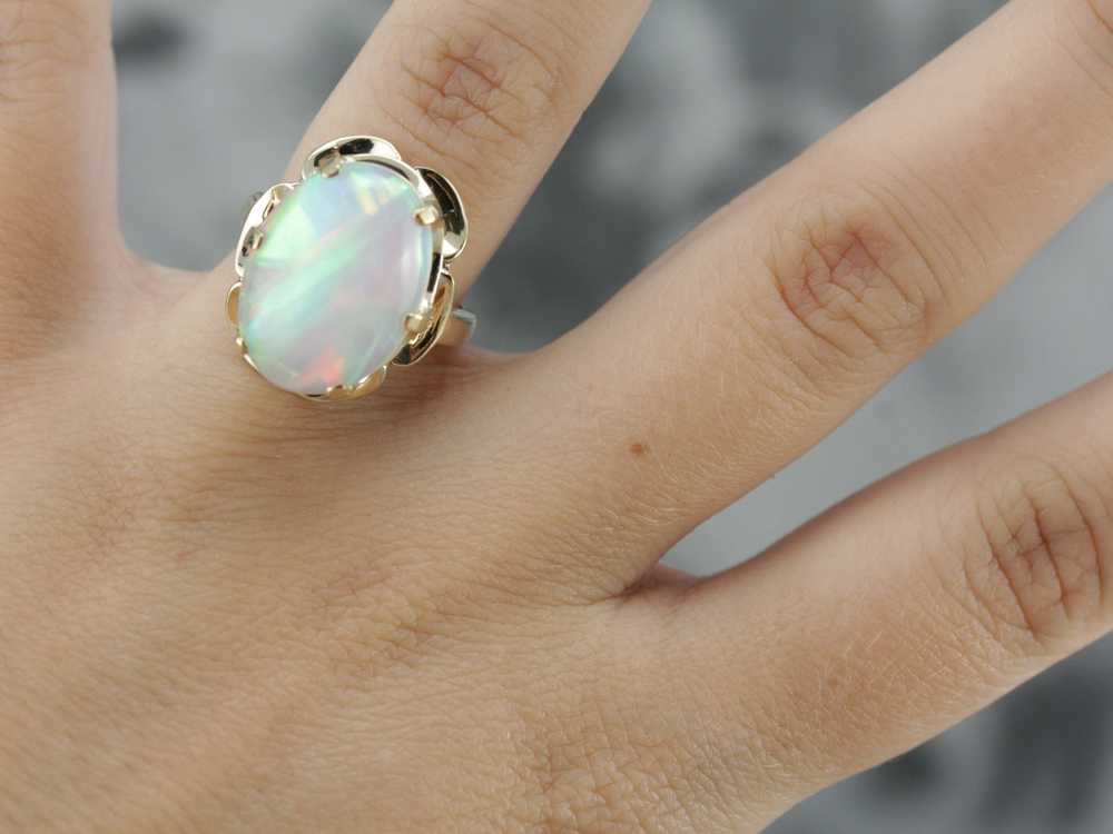 Yellow Gold Opal Cocktail Ring - image 4