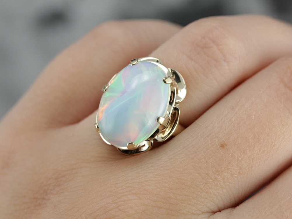 Yellow Gold Opal Cocktail Ring - image 5