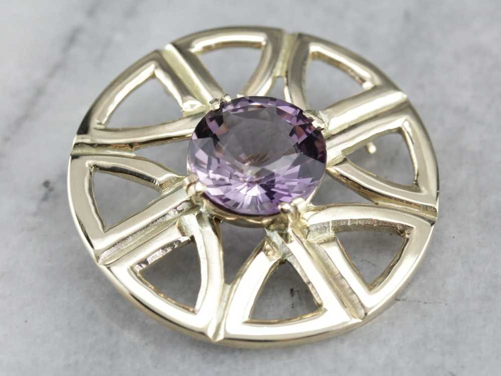 Yellow Gold Amethyst Brooch or Pendant - image 1