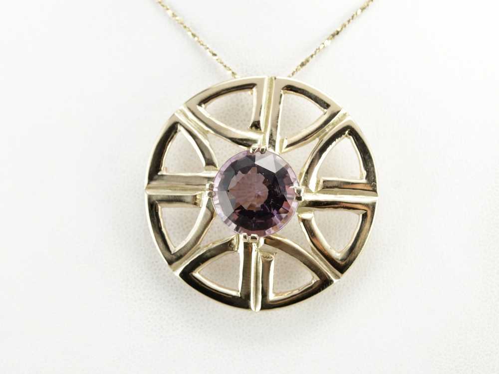 Yellow Gold Amethyst Brooch or Pendant - image 5
